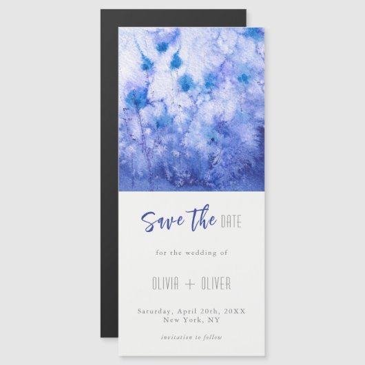 Winter Blue Garden Save the Date Magnetische Kaart (Voorkant / Achterkant)