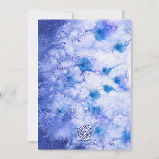 Winter Blue Garden Wedding Kaart (Achterkant)