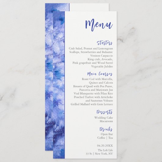 Winter Blue Garden Wedding Menu (Voorkant / Achterkant)