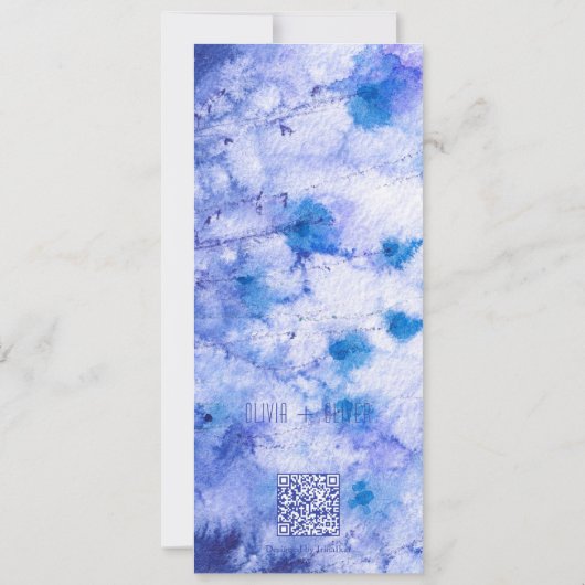 Winter Blue Garden Wedding RSVP QR Code Kaart (Achterkant)