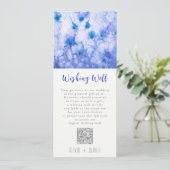 Winter Blue Garden Wedding Wishing Well QR-code Kaart (Staand voorkant)
