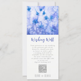 Winter Blue Garden Wedding Wishing Well QR-code Kaart