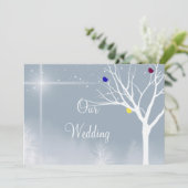 Winter Blue Gay/Lesbian Wedding Invitation Kaart (Staand voorkant)