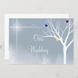 Winter Blue Gay/Lesbian Wedding Invitation Kaart