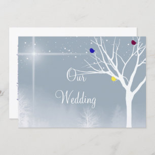 Winter Blue Gay/Lesbian Wedding Invitation Kaart