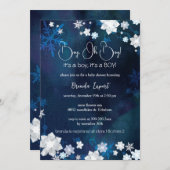 Winter Blue Glitters Baby Boy Shower Kaart (Voorkant / Achterkant)
