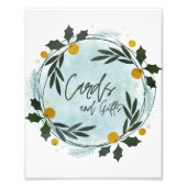  Winter Blue Gold Baby Shower Cards And Gifts Sign Foto Afdruk (Voorkant)