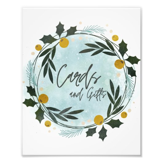  Winter Blue Gold Baby Shower Cards And Gifts Sign Foto Afdruk (Voorkant)