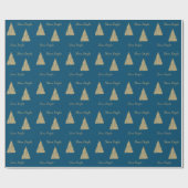 Winter Blue Gold Glitter-kerstbomen      Cadeaupapier (Vlak)