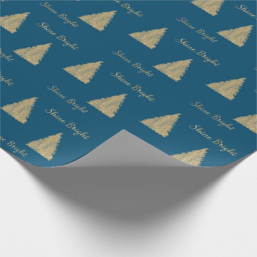 Winter Blue Gold Glitter-kerstbomen      Cadeaupapier (Hoek)