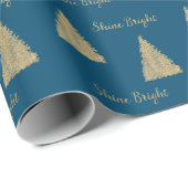Winter Blue Gold Glitter-kerstbomen      Cadeaupapier (Rol Hoek)