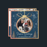 Winter Blue Gold Kerstversiering 2 Foto Feestdagenkaart<br><div class="desc">Winterblauw kerstfeest 2 Foto Holiday Kaart</div>