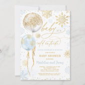 Winter Blue & Gold Snowflake Baby shower Kaart (Voorkant)