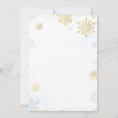 Winter Blue & Gold Snowflake Baby shower Kaart (Achterkant)