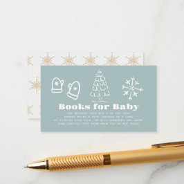 Winter Blue Hand-Drawn Baby Shower Book Request Informatiekaartje
