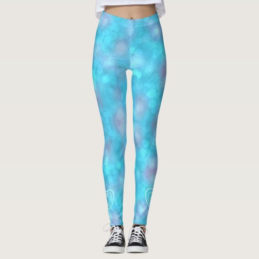 Winter Blue Heart Leggings (Voorkant)