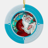 Winter Blue Ho Ho Hold'Em Keramisch Ornament (Voorkant)