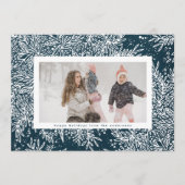 Winter Blue & Icy White Kerstmis Botanicals Foto Feestdagenkaart (Voorkant)