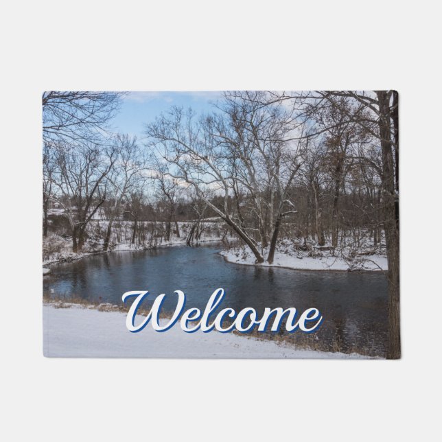 Winter Blue James Welkom Doormat Deurmat (Voorkant)