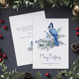 Winter Blue Jay Christmas Feestdagenkaart