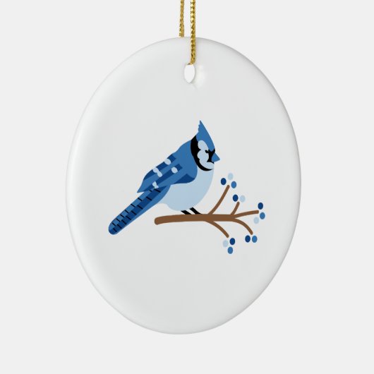Winter Blue Jay Keramisch Ornament (Rechts)