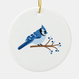 Winter Blue Jay Keramisch Ornament