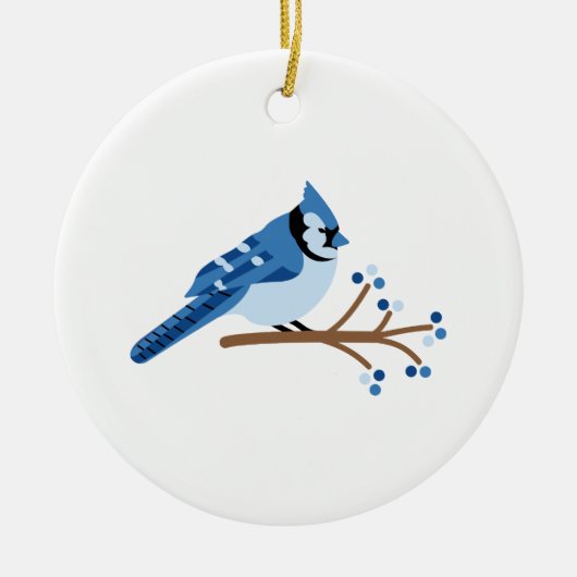 Winter Blue Jay Keramisch Ornament (Voorkant)