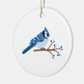 Winter Blue Jay Keramisch Ornament (Links)