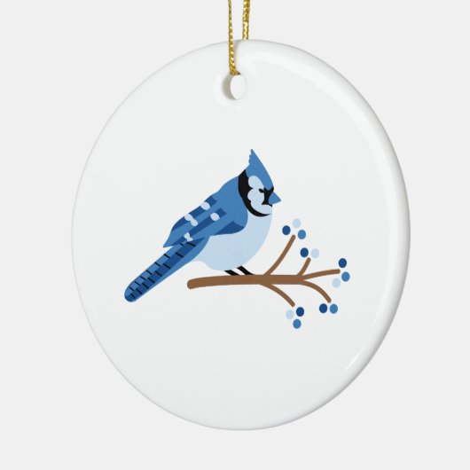 Winter Blue Jay Keramisch Ornament (Links)