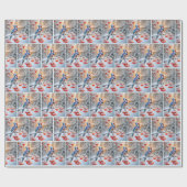 Winter Blue Jay zingt op een bessen boom Cadeaupapier (Vlak)