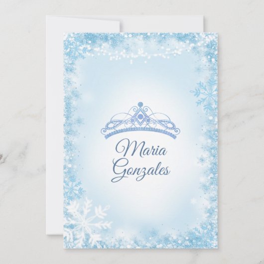 Winter Blue Kerstmis Mis Quince Celebration Kaart (Achterkant)