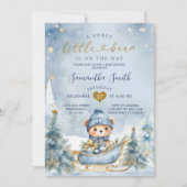 Winter Blue Little Beer op de weg Baby shower Kaart (Voorkant)