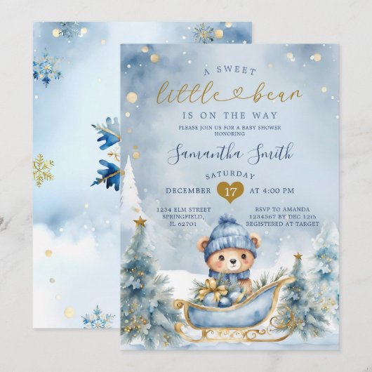 Winter Blue Little Beer op de weg Baby shower Kaart (Voorkant / Achterkant)