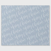 Winter Blue Merry kerstkalligraphy Holiday Cadeaupapier (Vlak)