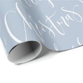 Winter Blue Merry kerstkalligraphy Holiday Cadeaupapier (Rol Hoek)