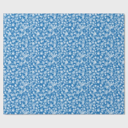 Winter Blue met White Snowflakes Pattern Cadeaupapier (Vlak)