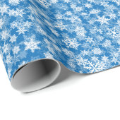 Winter Blue met White Snowflakes Pattern Cadeaupapier (Rol Hoek)