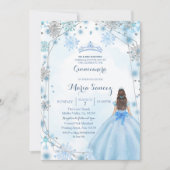 Winter Blue Mexican Girl Charra Mis Quince Invite Kaart (Voorkant)
