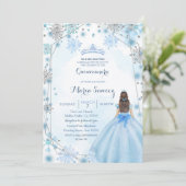 Winter Blue Mexican Girl Charra Mis Quince Invite Kaart (Staand voorkant)
