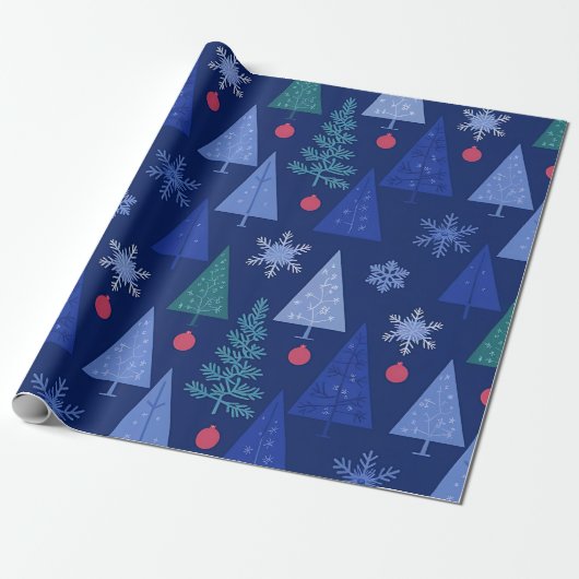 Winter Blue Modern Cadeaupapier (Uitgerold)