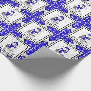 Winter Blue Old English Sheepdog Dog (grijs 1) Cut Cadeaupapier