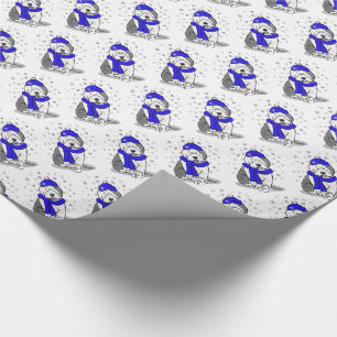 Winter Blue Old English Sheepdog Dog (grijs 1) Cut Cadeaupapier