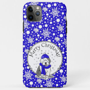 Winter Blue Old English Sheepdog Dog (grijs 1) Cut Case-Mate iPhone Case
