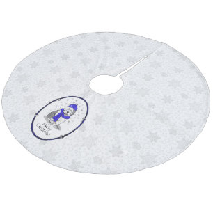 Winter Blue Old English Sheepdog Dog (grijs 1) Cut Fleece Kerstboom Rok