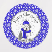Winter Blue Old English Sheepdog Dog (grijs 1) Cut Labels (Design 1)