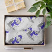 Winter Blue Old English Sheepdog Dog (grijs 1) Cut Tissuepapier (Geschenk)