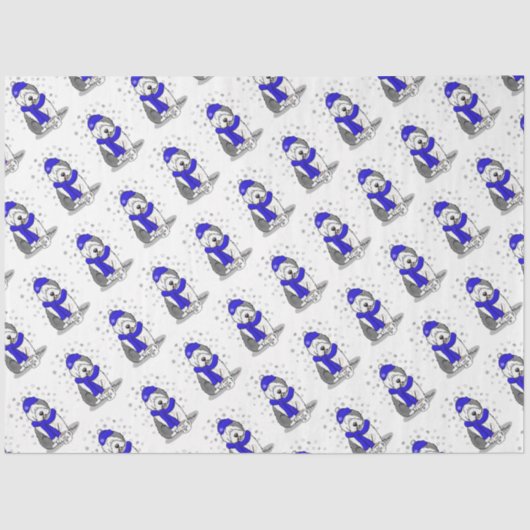 Winter Blue Old English Sheepdog Dog (grijs 1) Cut Tissuepapier (Voorkant)