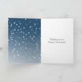 Winter Blue Ombre White Confetti Deer Christmas Kaart (Binnen)