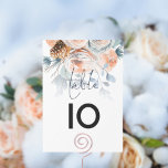Winter Blue Peach Florals Script Weddenschap Kaart<br><div class="desc">Winter Blue Peach Florals Script Wedding. De lijst wordt geplaatst in een handschrijvend stijlmanuscript en uw lijstaantal onder met stijf blauwe en pekel wintery feestfloralen die de bovenkant achter een gekleurde gradiënt met de tekst gedeeltelijk op het omgeven liggen. Pas het nummer eenvoudig aan. Het zelfde ontwerp is aan de...</div>