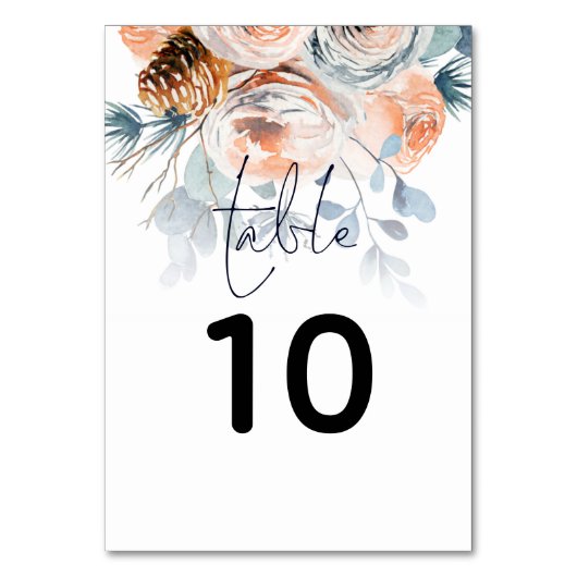 Winter Blue Peach Florals Script Weddenschap Kaart (Voorkant)